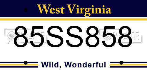 85SS858 West Virginia License Plate