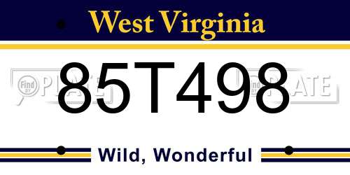85T498 West Virginia License Plate