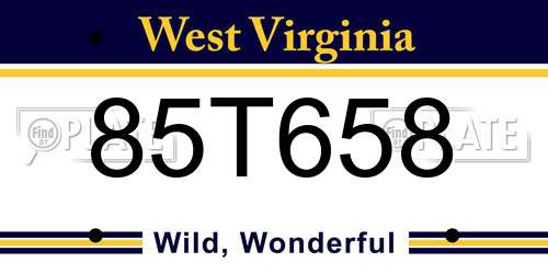 85T658 West Virginia License Plate