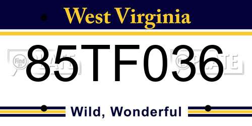 85TF036 West Virginia License Plate