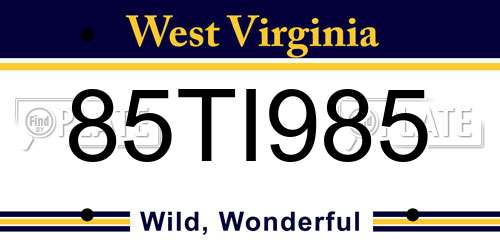 85TI985 West Virginia License Plate
