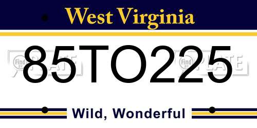 85TO225 West Virginia License Plate