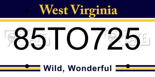 85TO725 West Virginia License Plate