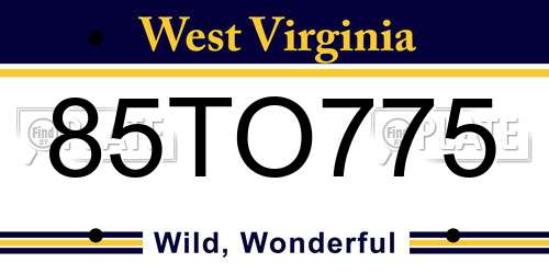 85TO775 West Virginia License Plate