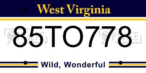 85TO778 West Virginia License Plate
