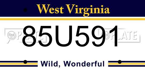 85U591 West Virginia License Plate