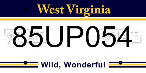 85UP054 West Virginia License Plate