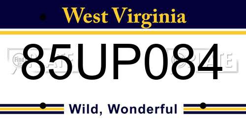 85UP084 West Virginia License Plate