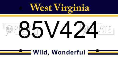 85V424 West Virginia License Plate