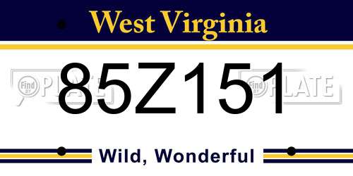 85Z151 West Virginia License Plate