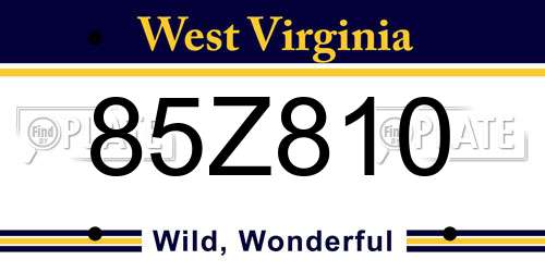 85Z810 West Virginia License Plate