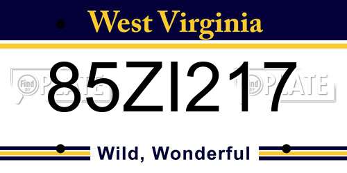 85ZI217 West Virginia License Plate