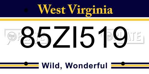 85ZI519 West Virginia License Plate