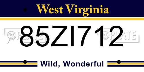 85ZI712 West Virginia License Plate