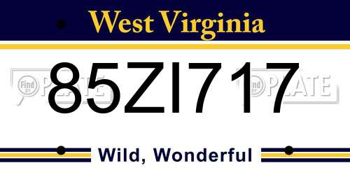 85ZI717 West Virginia License Plate