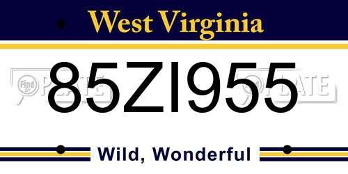 85ZI955 West Virginia License Plate