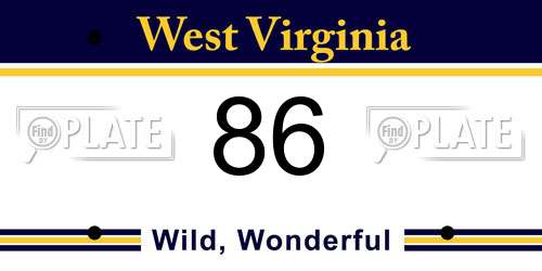 86 West Virginia License Plate