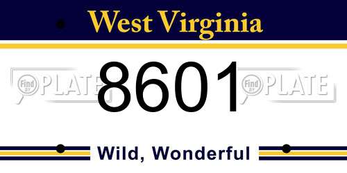 8601 West Virginia License Plate