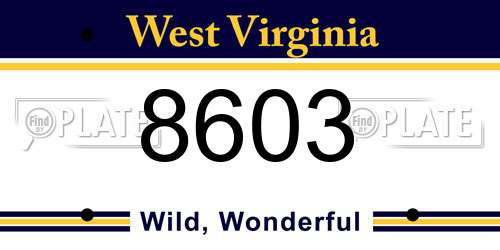 8603 West Virginia License Plate