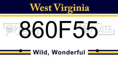860F55 West Virginia License Plate