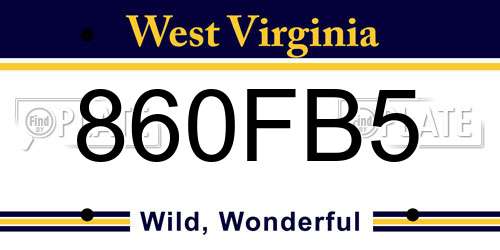 860FB5 West Virginia License Plate