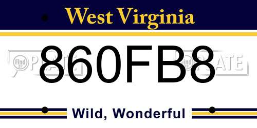 860FB8 West Virginia License Plate