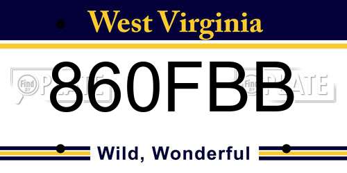 860FBB West Virginia License Plate