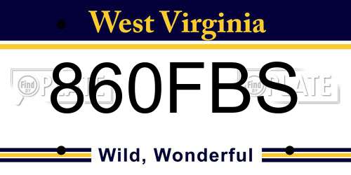 860FBS West Virginia License Plate