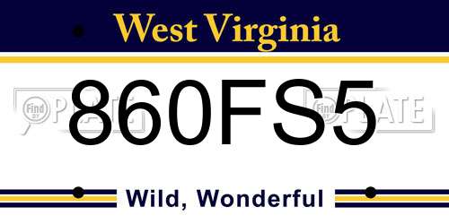 860FS5 West Virginia License Plate
