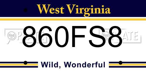 860FS8 West Virginia License Plate