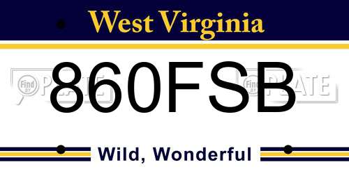 860FSB West Virginia License Plate