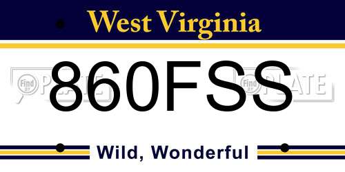 860FSS West Virginia License Plate