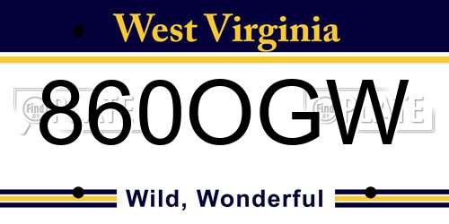860OGW West Virginia License Plate