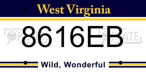 8616EB West Virginia License Plate