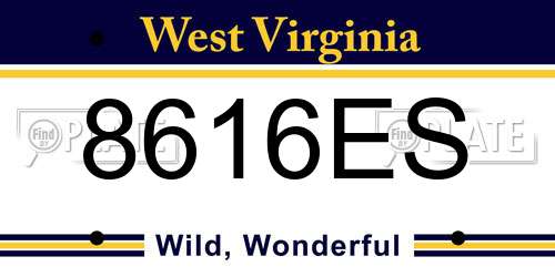 8616ES West Virginia License Plate
