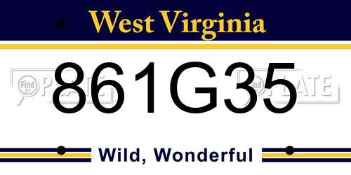 861G35 West Virginia License Plate