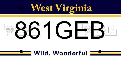861GEB West Virginia License Plate
