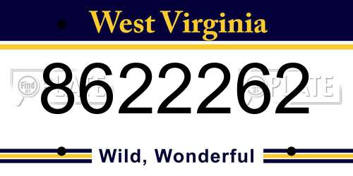 8622262 West Virginia License Plate
