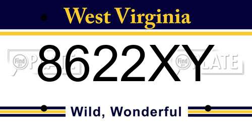 8622XY West Virginia License Plate
