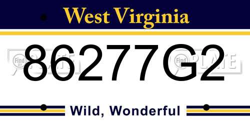 86277G2 West Virginia License Plate