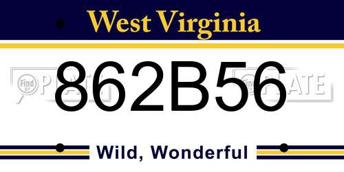 862B56 West Virginia License Plate