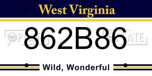 862B86 West Virginia License Plate