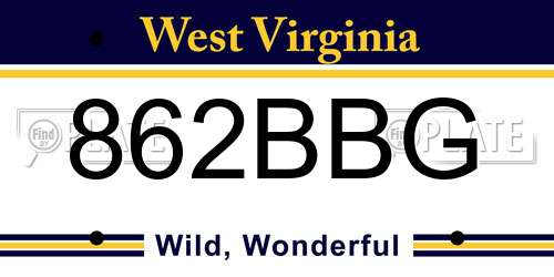 862BBG West Virginia License Plate