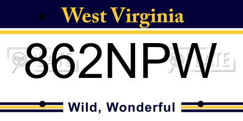 862NPW West Virginia License Plate