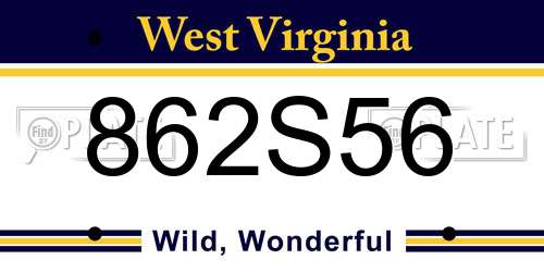 862S56 West Virginia License Plate
