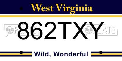 862TXY West Virginia License Plate