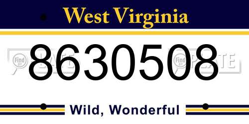 8630508 West Virginia License Plate