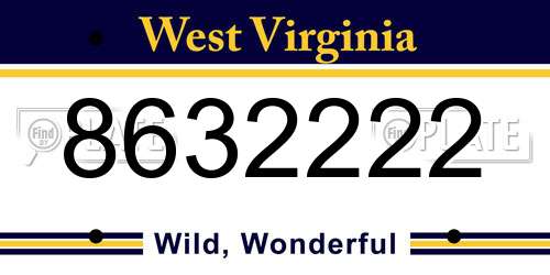 8632222 West Virginia License Plate