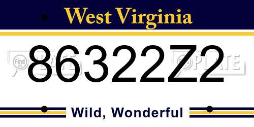 86322Z2 West Virginia License Plate