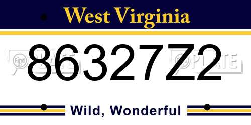 86327Z2 West Virginia License Plate